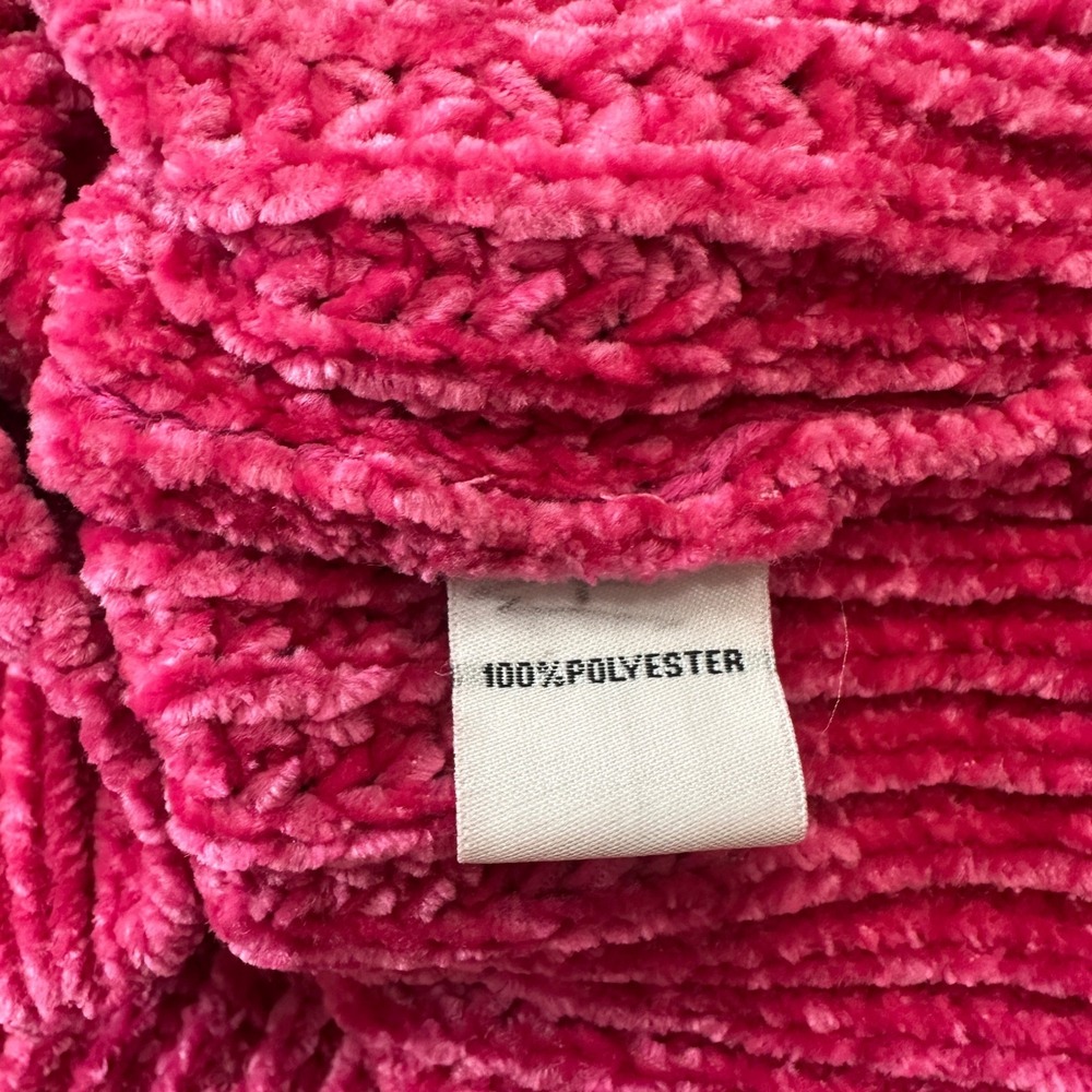 Cocovive Cable Knit Cropped Sweater Pullover Chenille Pink Womens‎ Large Casual - Picture 8 of 12